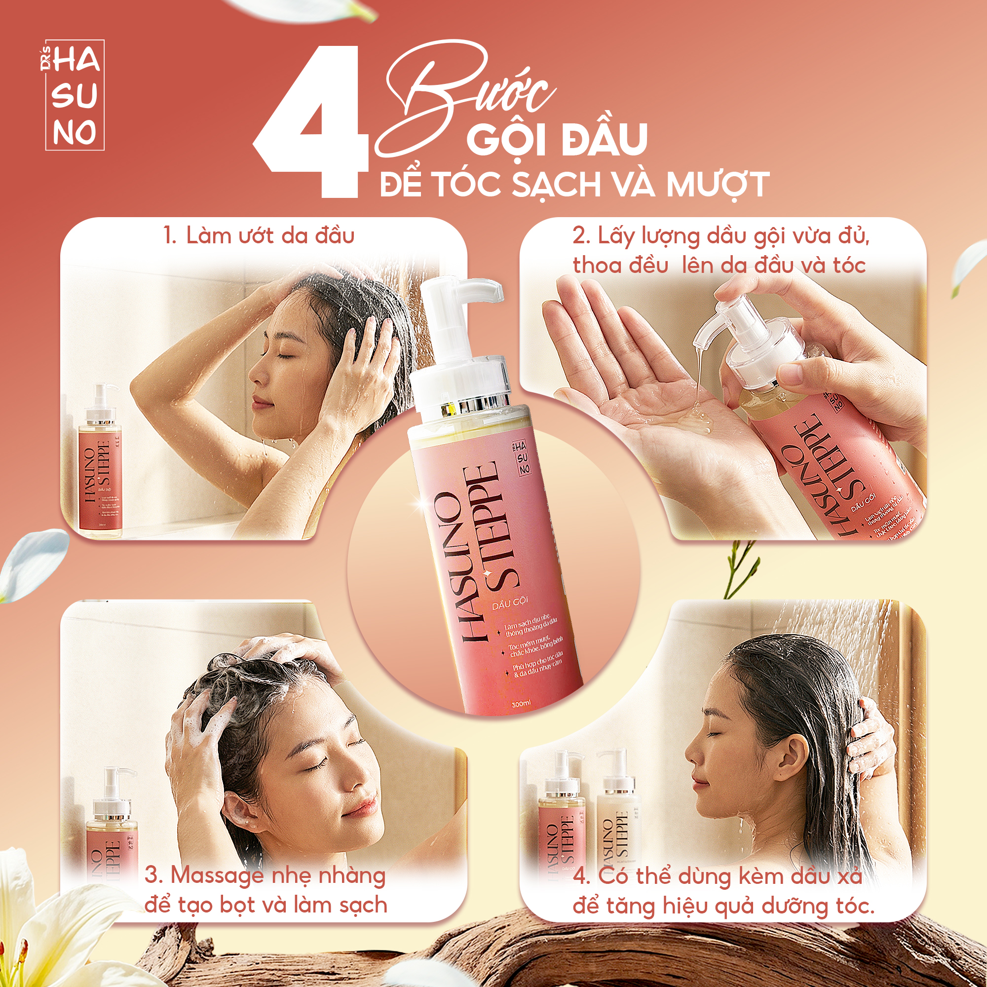 Cách dùng dầu gội steppe