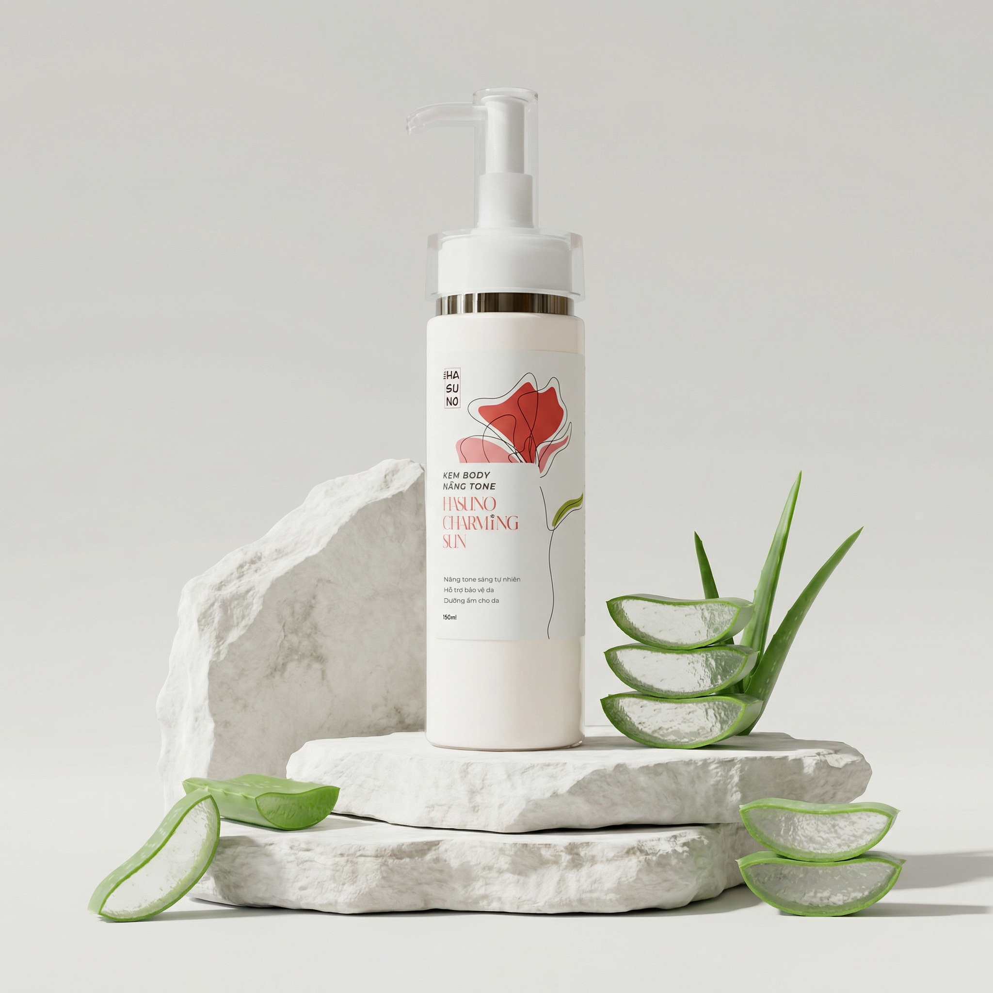 KEM BODY NÂNG TONE HASUNO CHARMING SUN 150ML